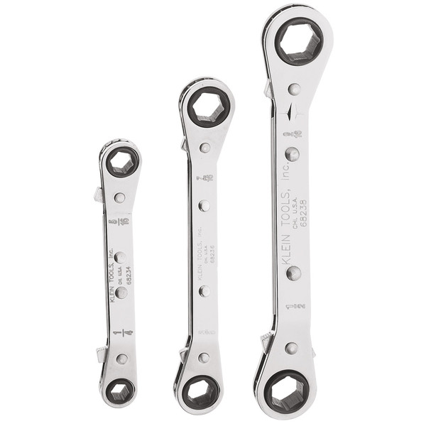 Klein 68244 3-Piece Reversible Ratcheting Box Wrench Set