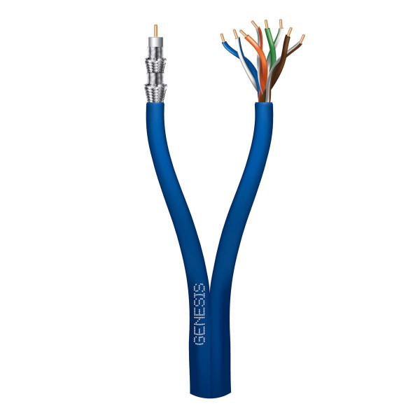 Genesis 50665006 RG6 Quad + Cat5E Blue 500Ft. Reel