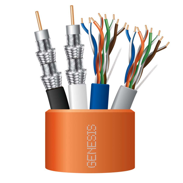 Genesis 50505003 2XRG6 Quad + 2XCat5E Orange 500Ft. Reel