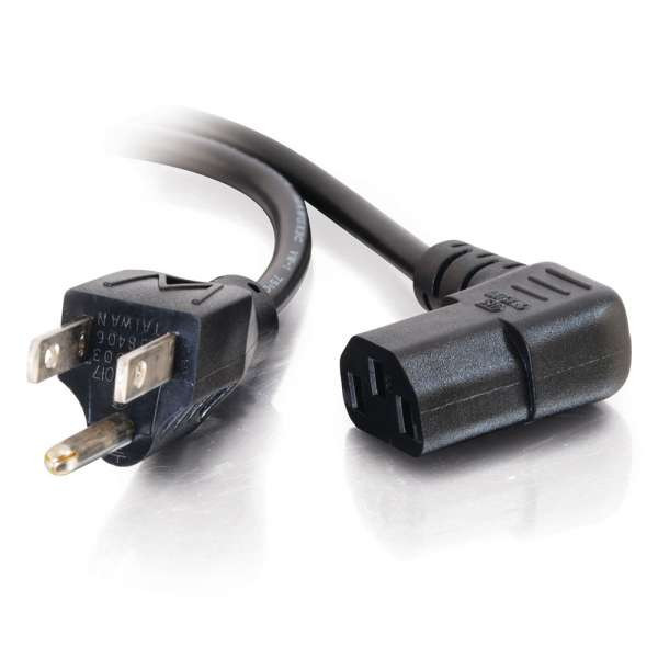 C2G CG03152 6Ft 18 AWG Universal Right Angle Power Cord