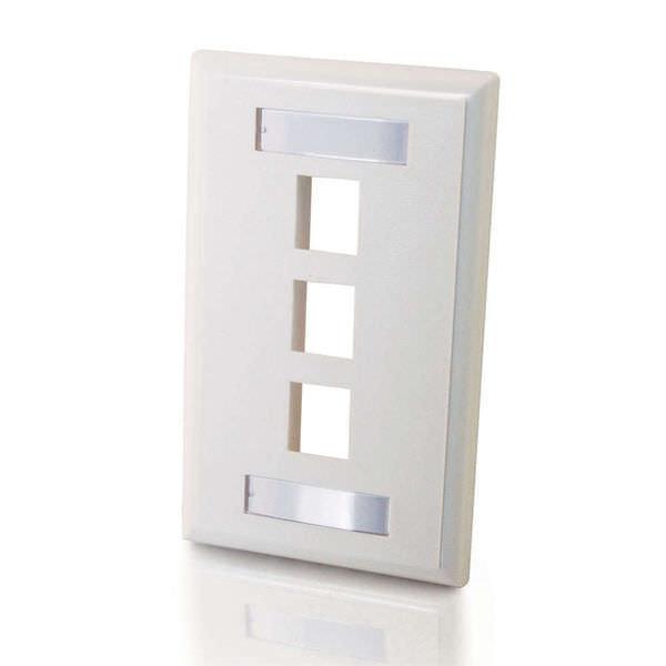 C2G CG03412 3-Port White Keystone Single Gang Wall Plate