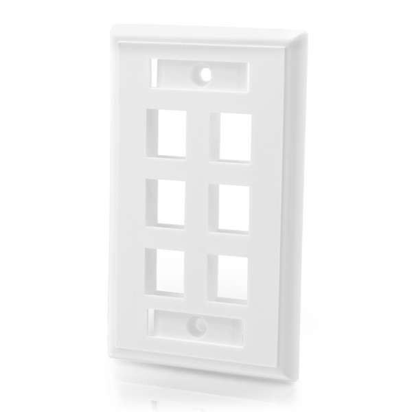 C2G CG03414 6-Port Keystone White Single Gang Wall Plate