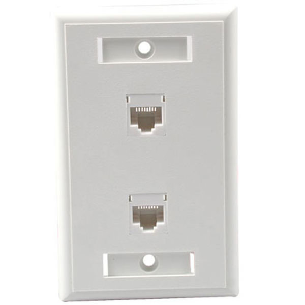 C2G CG27416 Two Port Cat5E RJ45 Configured White Single Gang Wall Plate