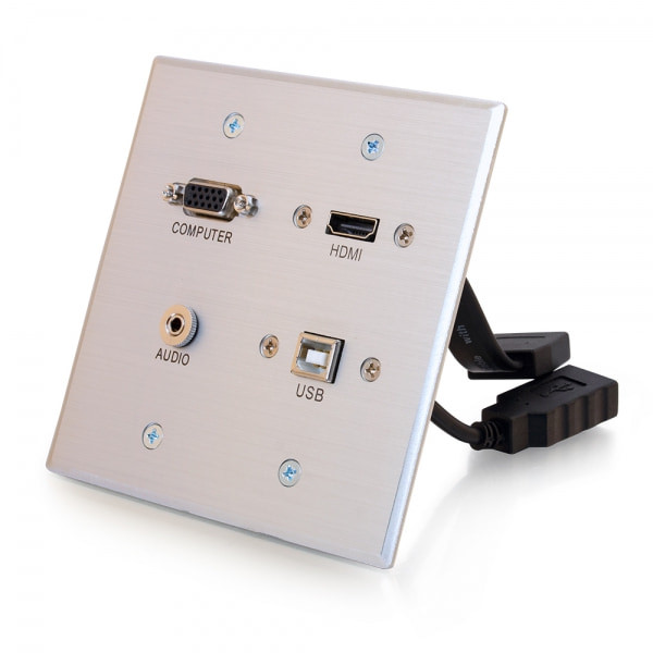 C2G CG39703 HDMI, VGA, 3.5MM & USB Pass Through Double Gang Wall Plate