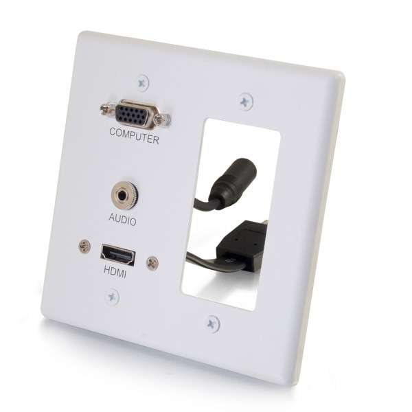 C2G CG39877 HDMI, VGA & 3.5MM Audio Pass Through Double Gang Wall Plate