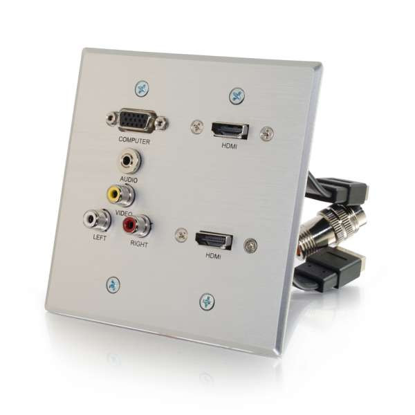 C2G CG60143 RapidRun VGA, Stereo Audio, Composite Video & RCA Stereo Audio Double Gang Wall Plate