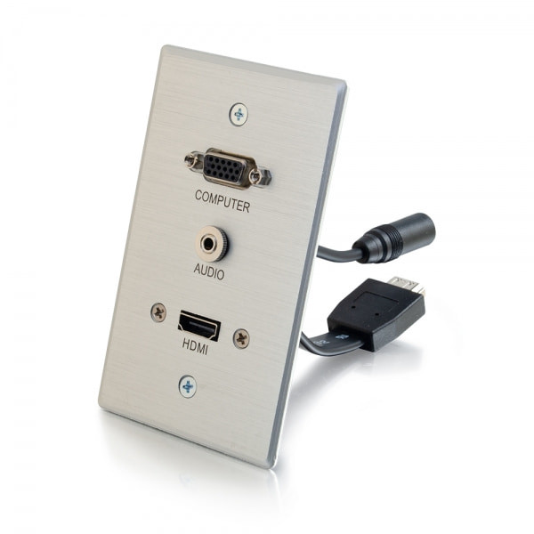 C2G CG60144 HDMI, VGA & 3.5MM Pass Through Single Gang Wall Plate