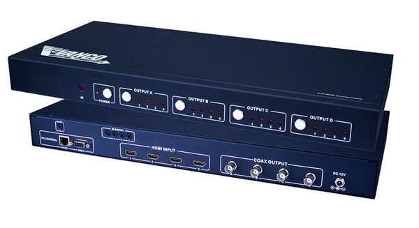 Vanco 280568 HDMI 4 x 4 Matrix Selector Switch over Coax (100M)