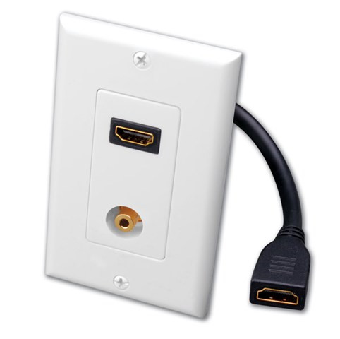 Vanco 120935 Single HDMI Pigtail and 3.5mm Stereo Jack Decor Wall Plate