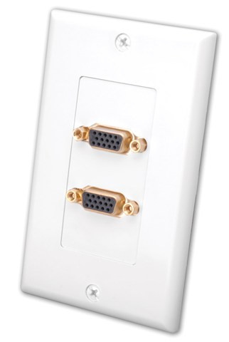 Vanco 281202 Slim Line Dual White S-VGA Wall Plate