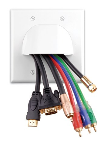 Vanco 120622 Custom Two-Piece Dual Black Bulk Cable Wall Plate
