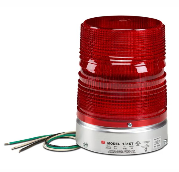 Federal Signal 131DST-120R 120VAC Red Pie-Mount Starfire Double Strobe Light