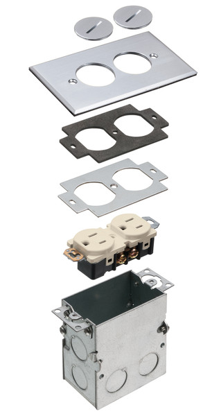 Arlington FLB5321NL Metal-Cover Floor Box Kit