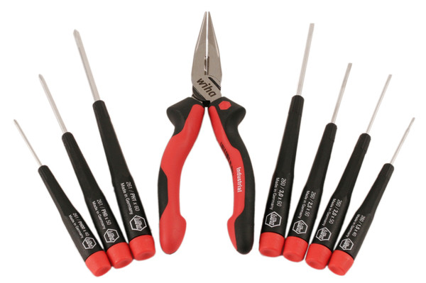 Wiha 26190 8 Piece Precision Slotted and Phillips Screwdrivers and Pliers Set