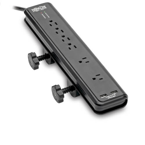 Tripp-Lite TLP606DMUSB 6-Outlet Clamp-Mount Surge Protector