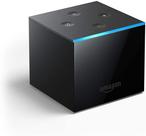 Amazon Fire TV Cube, hands-free with Alexa built in, 4K Ultra HD, streaming media player, released 2019