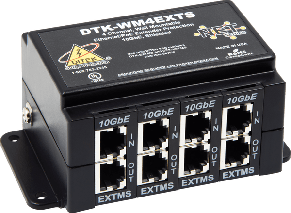 Ditek DTK-WM4EXTS Wall Mount 4 Channel PoE Extender Surge Protector
