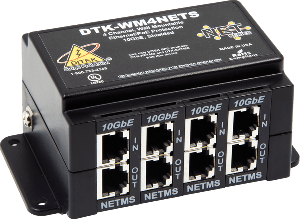 Ditek DTK-WM4NETS Wall Mount 4 Channel Network Surge Protector