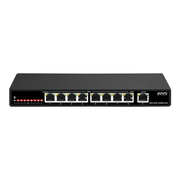 Avycon AVN-S09-1P08W135G 10/100/1000M 8+1 Port 135W Gigabit Poe Switch