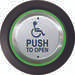 Camden CM-40/457 4  Round push plate, c/w sounder, illuminated GREEN/RED flush mount CM-57GR box / 'WHEELCHAIR' symbol and 'PUSH TO OPEN', blue