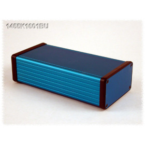 Hammond Manufacturing 1455K1601BU blue extruded aluminum enclosure w/ metal end panels