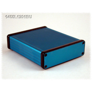 Hammond Manufacturing 1455L1201BU blue extruded aluminum enclosure w/ metal end panels