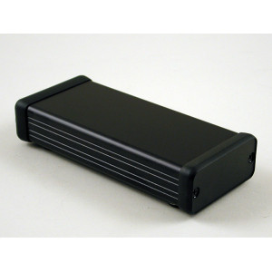 Hammond Manufacturing 1455C1202BK black extruded aluminum enclosure w/ plastic end panels