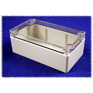 Hammond Manufacturing 1554J2GYCL RAL7035 grey polycarb plastic watertight enclosure, clear lid