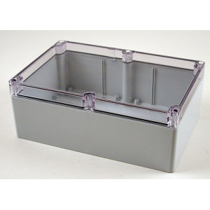 Hammond Manufacturing 1554VA2GYCL RAL7035 grey polycarb plastic watertight enclosure, clear lid