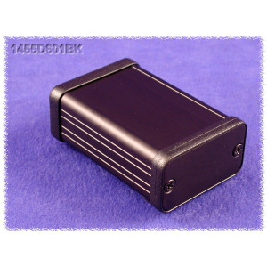 Hammond Manufacturing 1455D601BK black extruded aluminum enclosure w/ metal end panels