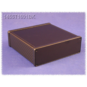 Hammond Manufacturing 1455T1601BK black extruded aluminum enclosure w/ metal end panels