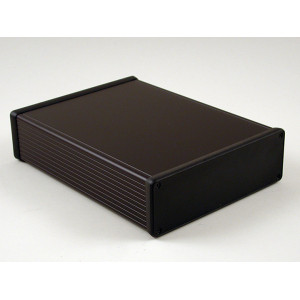 Hammond Manufacturing 1455T2202BK black extruded aluminum enclosure w/ plastic end panels