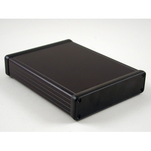 Hammond Manufacturing 1455P1602BK black extruded aluminum enclosure w/ plastic end panels