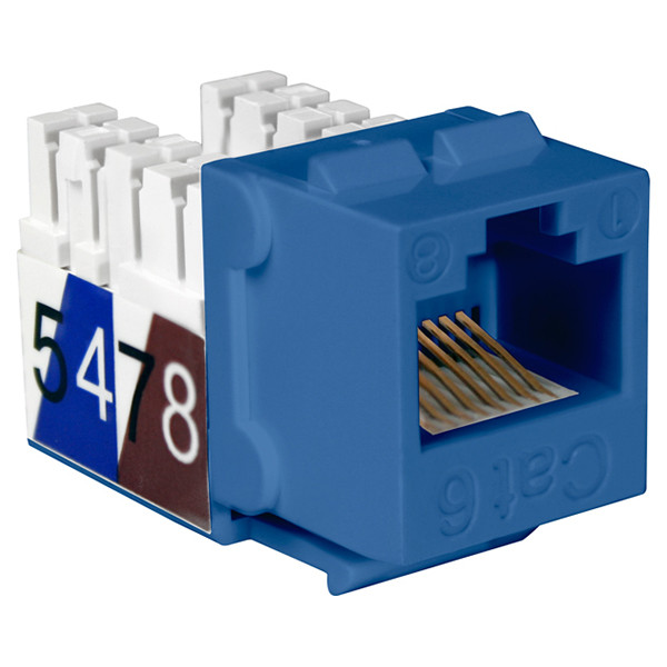 Quest NKJ-6502 Cat6 Blue 8P8C Slim-Style 90 Degree Keystone Jack