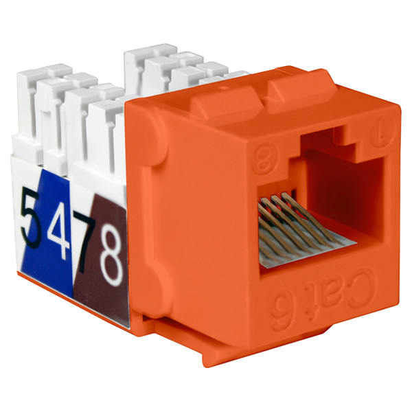 Quest NKJ-6504 Cat6 Orange 8P8C Slim-Style 90 Degree Keystone Jack