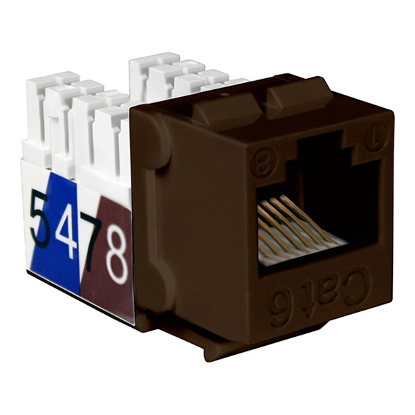 Quest NKJ-6511 Cat6 Brown 8P8C Slim-Style 90 Degree Keystone Jack
