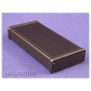 Hammond Manufacturing 1455J1601BK black extruded aluminum enclosure w/ metal end panels