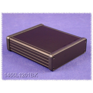 Hammond Manufacturing 1455L1201BK black extruded aluminum enclosure w/ metal end panels