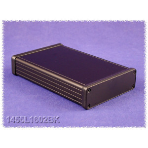 Hammond Manufacturing 1455L1602BK black extruded aluminum enclosure w/ plastic end panels
