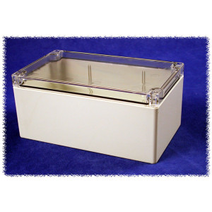Hammond Manufacturing 1554U2GYCL RAL7035 grey polycarb plastic watertight enclosure, clear lid
