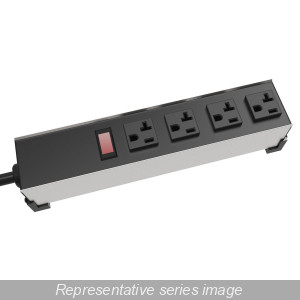 Hammond Manufacturing 1589H4C1 20A H.D. 4 Outlet Strip w/ switch, 6 ft. cord Lock Plug - Outlets Front - Black