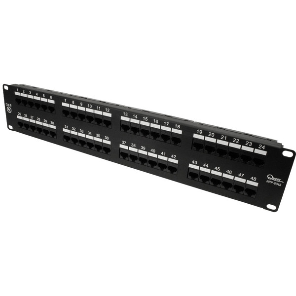 Quest NPP-6048 48-Port 2U Cat6 UTP Patch Panel