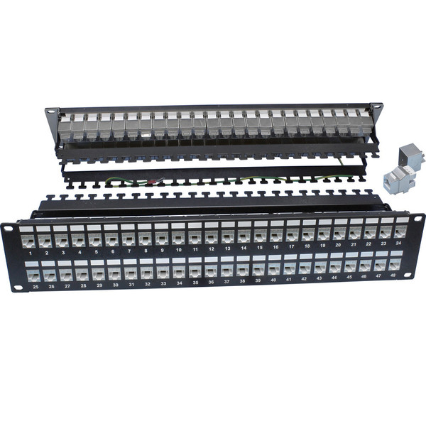 Quest NPP-3348 48-Port 1U Cat6A FTP Shielded Patch Panel