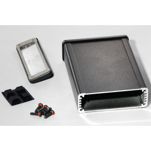 Hammond Manufacturing 1457J1202EBK black EMI/RFI shielded extruded aluminum enclosure flanged panels 4.73x3.30x1.12