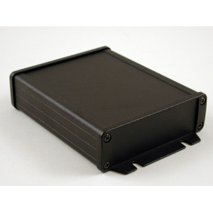 Hammond Manufacturing 1457L1202BK black watertight extruded aluminum enclosure flanged panels 4.73x4.09x1.26