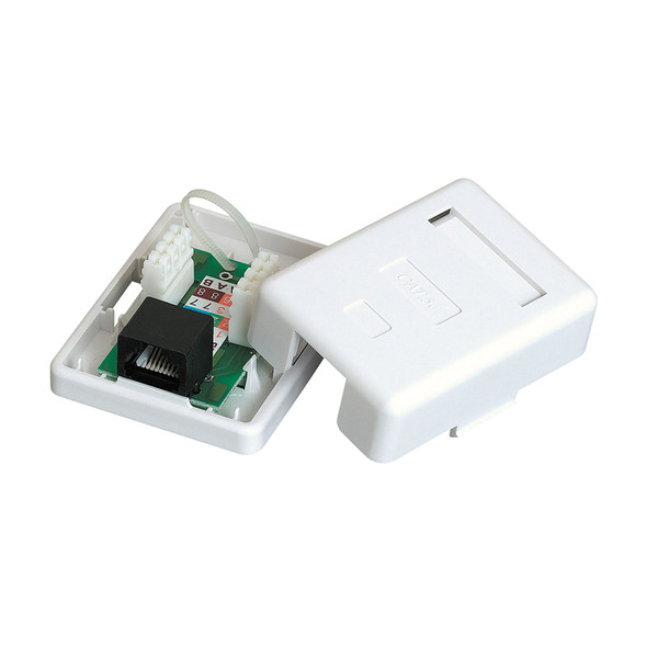 Quest NSB-5120 1-Port White Cat5E RJ45 Surface Mount Box