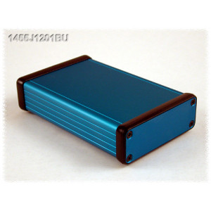 Hammond Manufacturing 1455J1201BU blue extruded aluminum enclosure w/ metal end panels