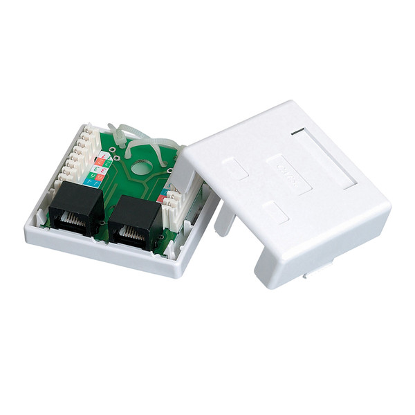 Quest NSB-5130 2-Port White Cat5E RJ45 Surface Mount Box