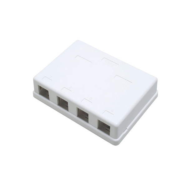Quest NSB-5240 4-Port White Unloaded Keystone Surface Mount Box