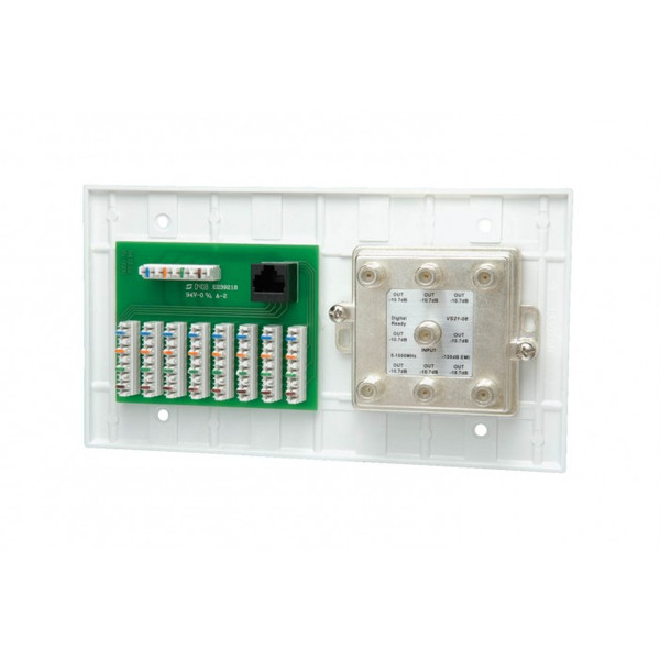 DataComm 70-0078 4-Gang 110 Phone Plate With Video Distribution